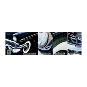 Mostră tapet Premium Canvas - Clasicul în argintiu, negru și alb - Automobile, Mașină, alb și negru - 100x30 cm