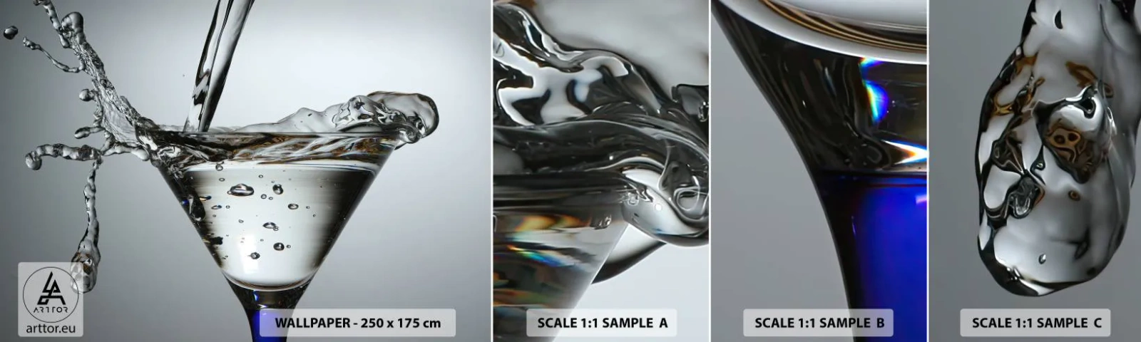 Mostră de Tapet Standard Eco - La marginea paharului - Sticlă, Băutură, Gastronomie - 100x30 cm