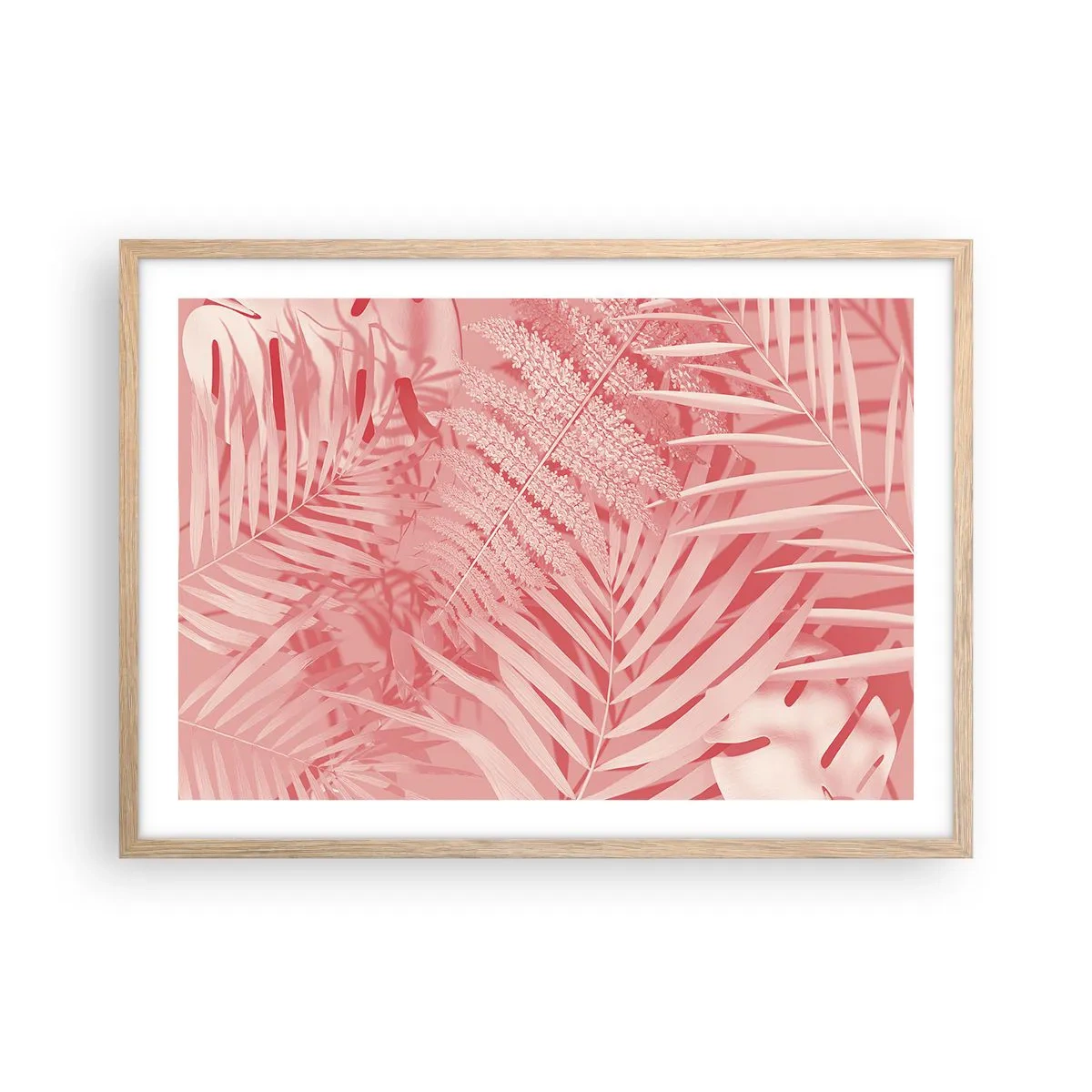 Poster în ramă de stejar deschis - Conceptul roz - 70x50 cm