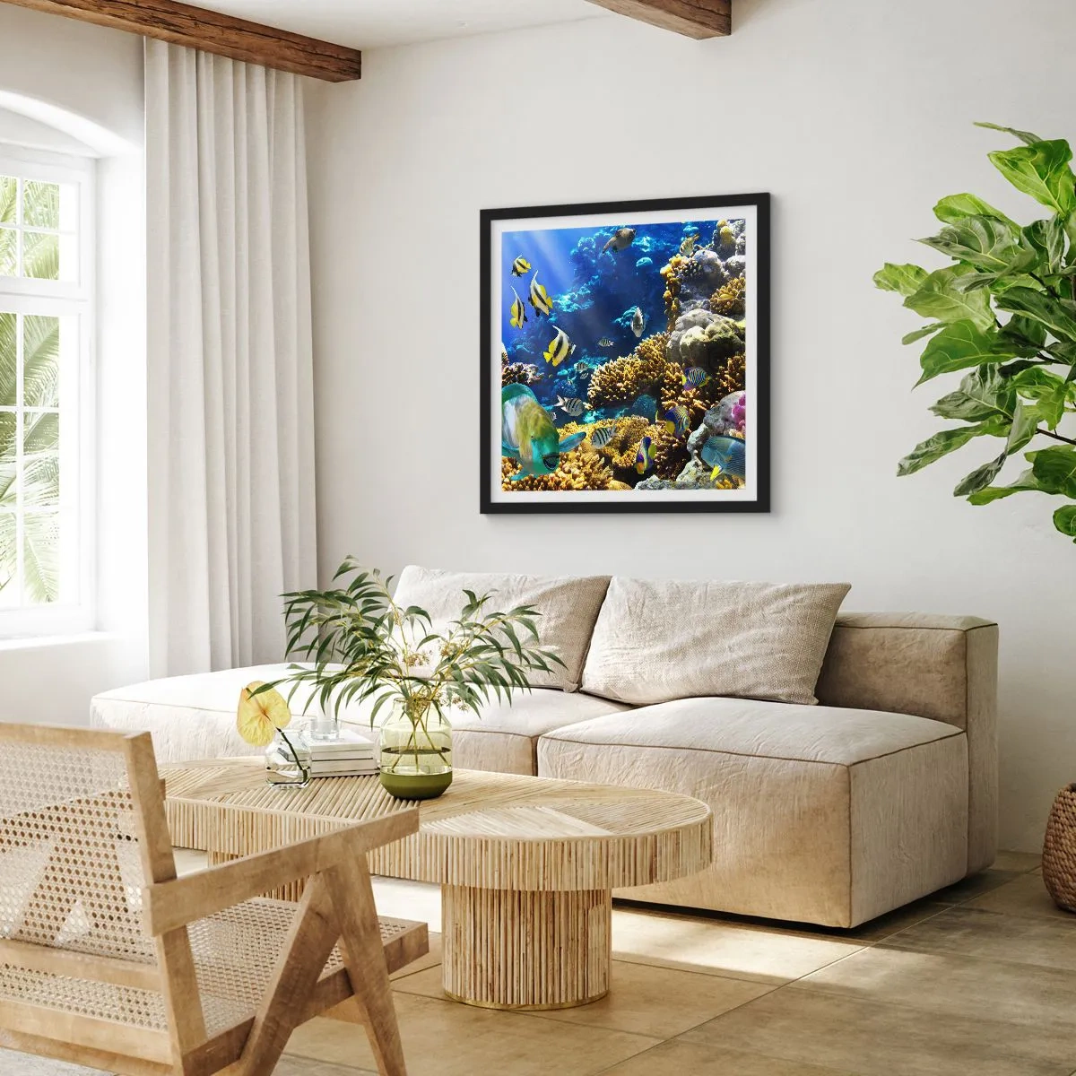 Poster în ramă neagră - Trafic intens pe traseul de vacanță - 40x40 cm