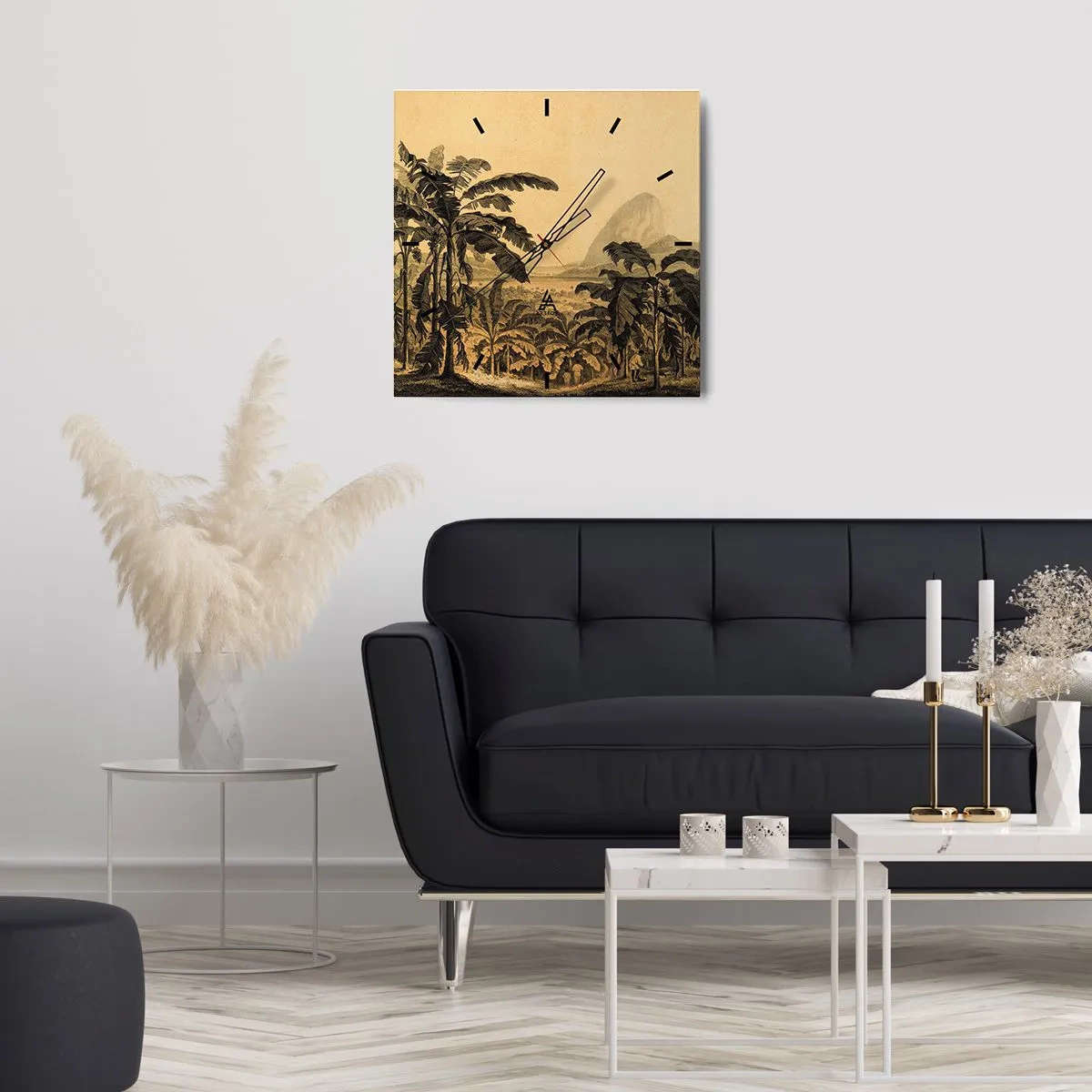 Ceas de perete - Ceas pe sticlă - În stil colonial - 30x30 cm