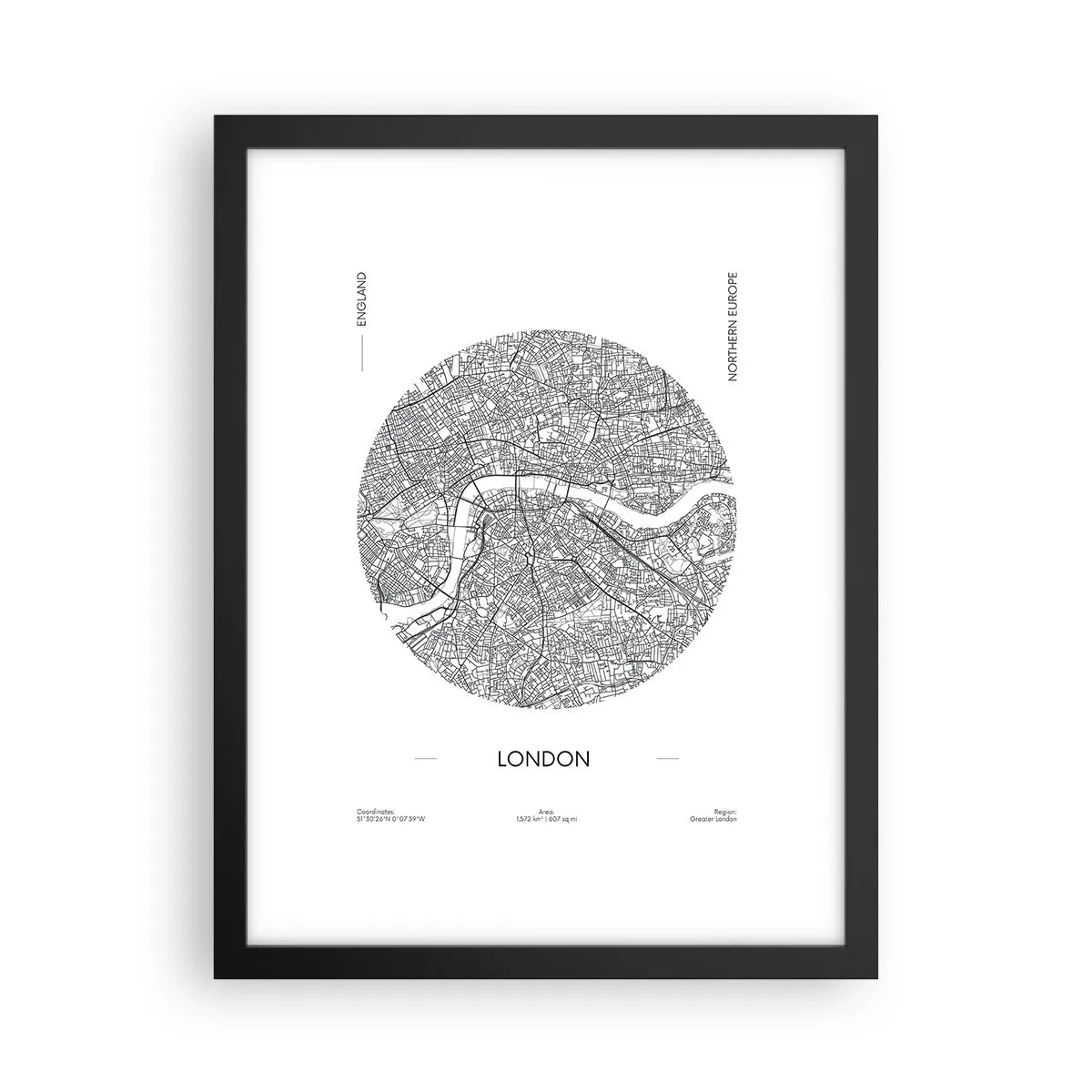 Poster în ramă neagră - Anatomia Londrei - 30x40 cm
