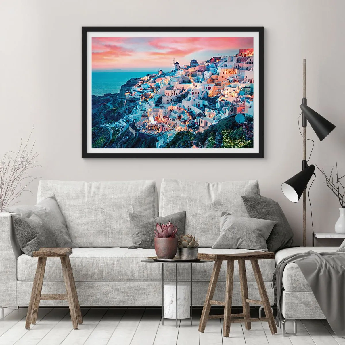 Poster în ramă neagră - Vacanța ta grecească - 50x40 cm