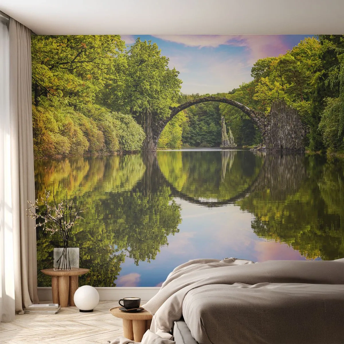 Tapet Standard Eco - La punctul de întâlnire a două lumi - Peisaj, Râu, Pod - 400x280 cm
