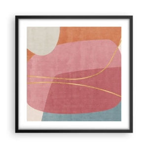 Poster în ramă neagră - Compoziție pastel cu fir de aur - 50x50 cm