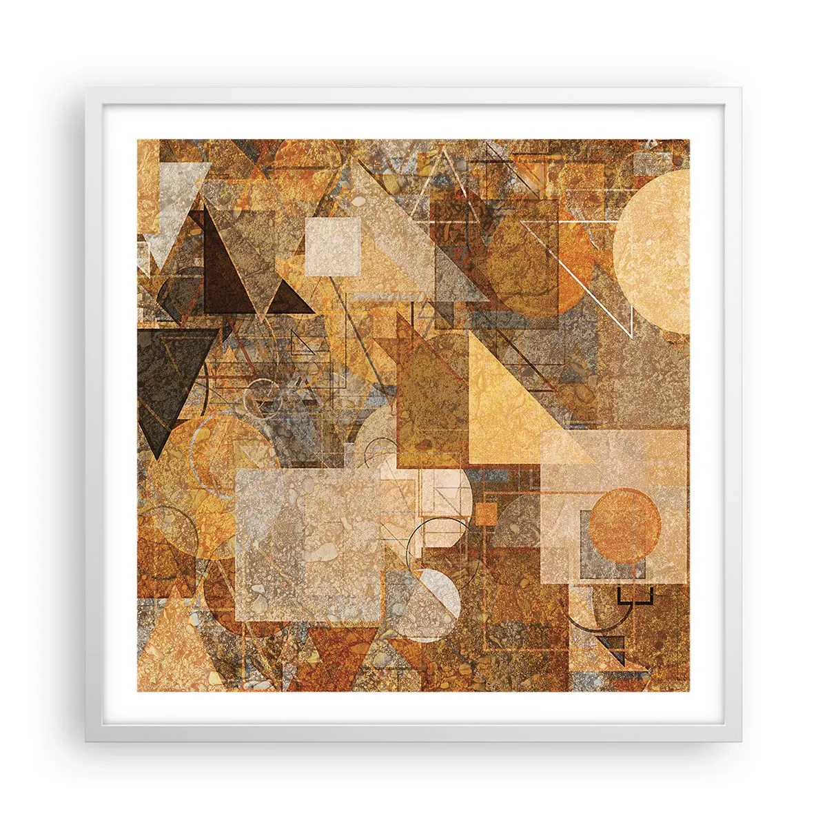Poster în ramă albă - Studiu cubist de bronz - 60x60 cm