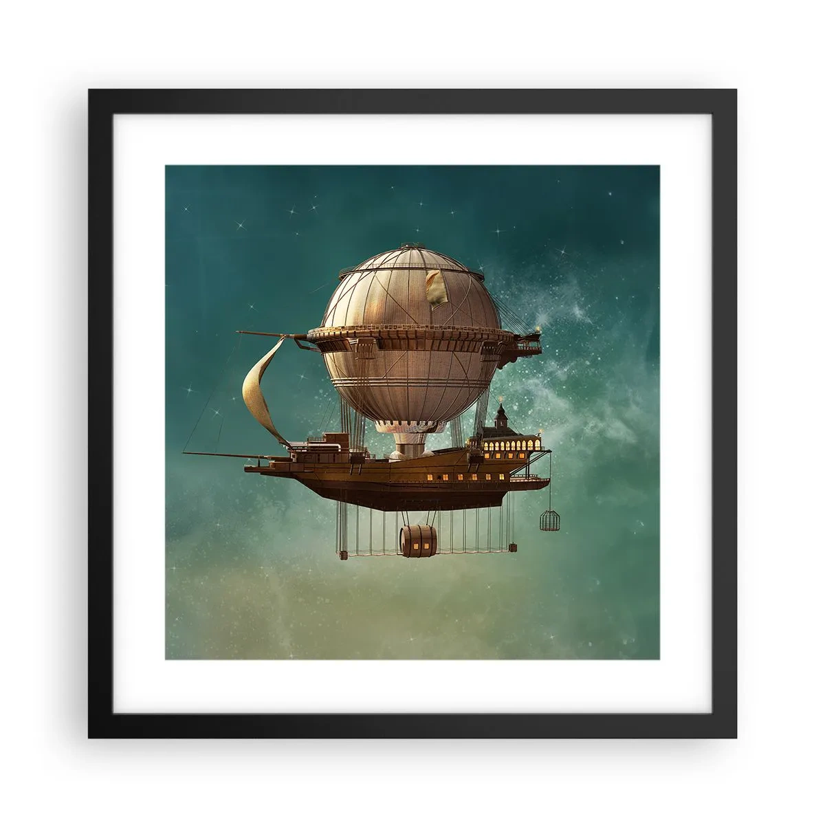 Poster în ramă neagră - Jules Verne vă transmite salutări - 40x40 cm