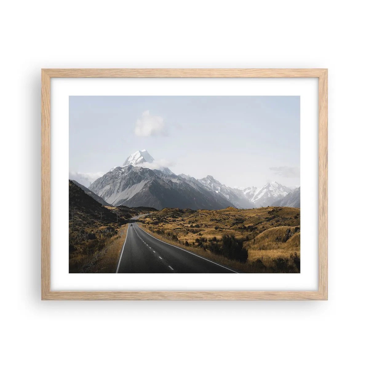 Poster în ramă de stejar deschis - Drumul spre inima munților - 50x40 cm