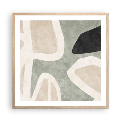 Poster în ramă de stejar deschis - Compoziție cu motiv negru - 60x60 cm