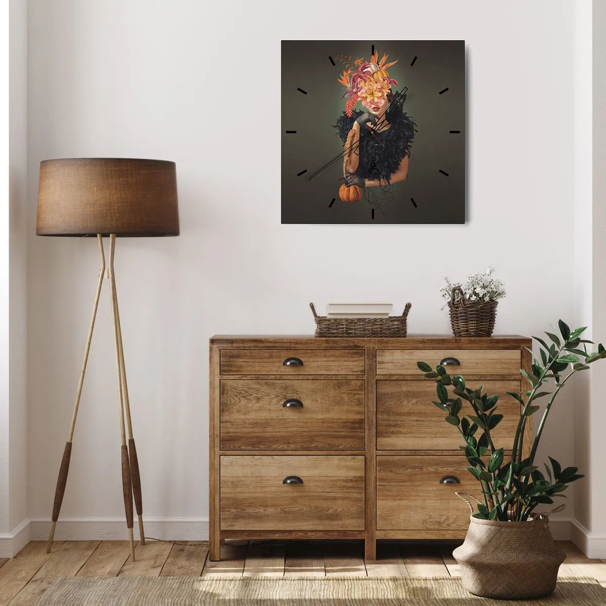 Ceas de perete - Ceas pe sticlă - Magia vrăjitoarei - 40x40 cm