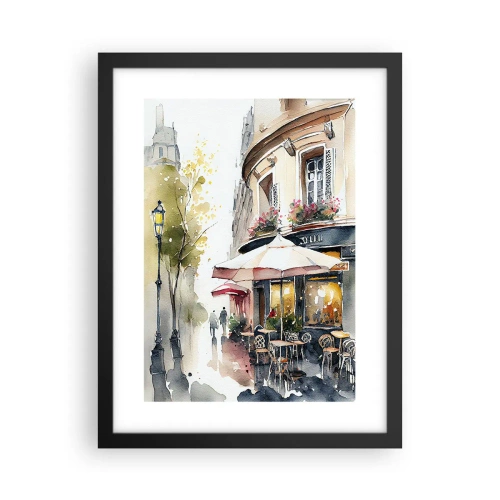 Poster în ramă neagră - Dimineață pariziană - 30x40 cm