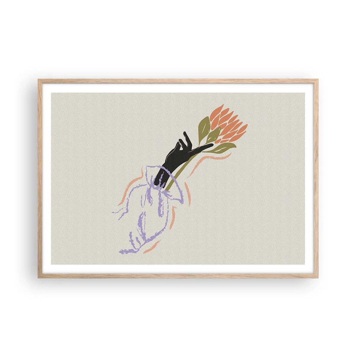 Poster în ramă de stejar deschis - Atingere surorială - 100x70 cm