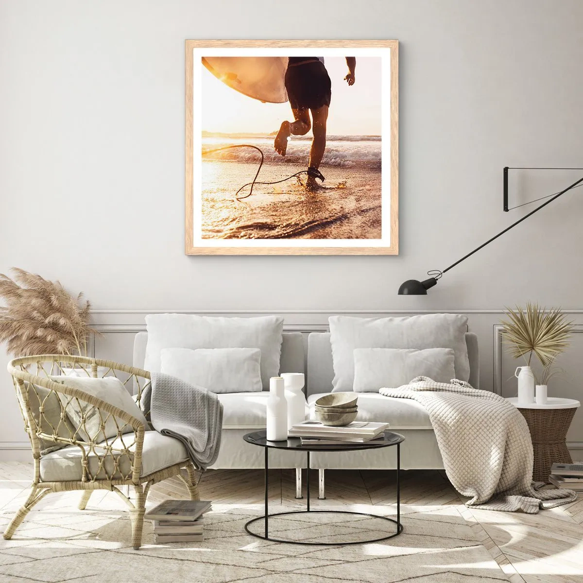 Poster în ramă de stejar deschis - Pentru a întâmpina valul - 60x60 cm