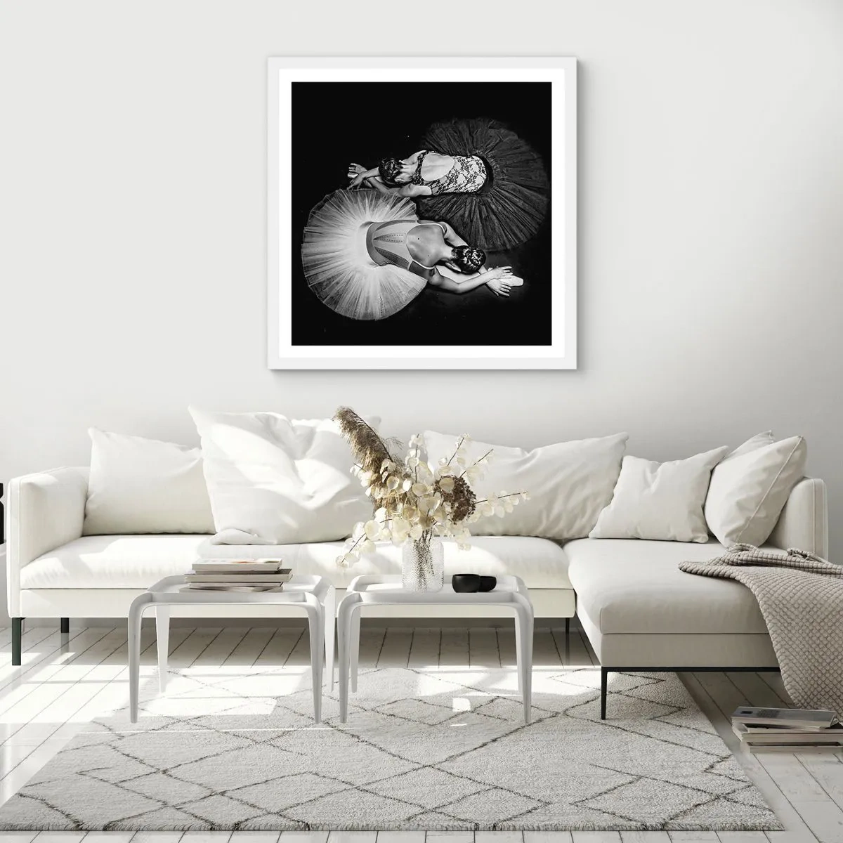 Poster în ramă albă - Yin și yang - echilibrul perfect - 40x40 cm