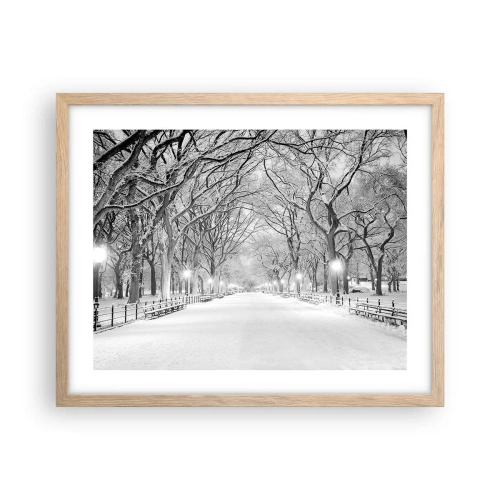 Poster în ramă de stejar deschis - Cele patru anotimpuri – iarna - 50x40 cm