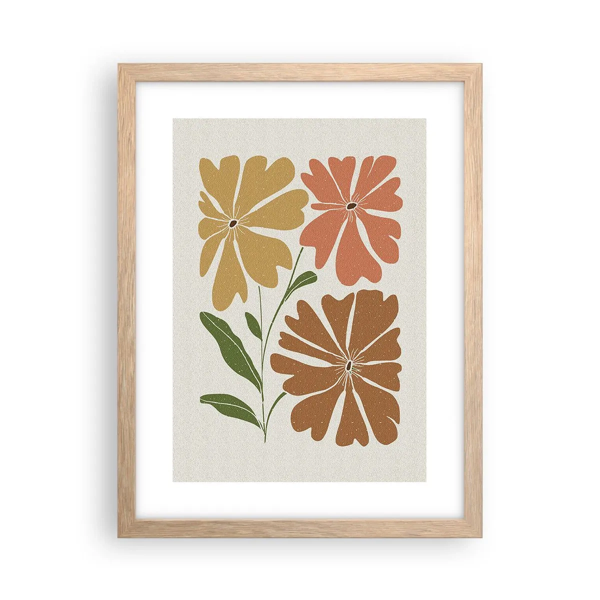 Poster în ramă de stejar deschis - Natură și geometrie - 30x40 cm