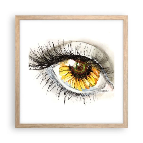 Poster în ramă de stejar deschis - O privire la fel de fierbinte ca vara - 40x40 cm