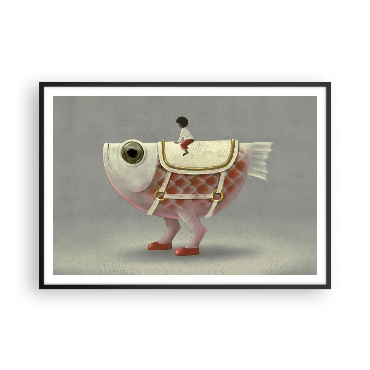 Poster în ramă neagră - Călărețul Pescărel - 100x70 cm