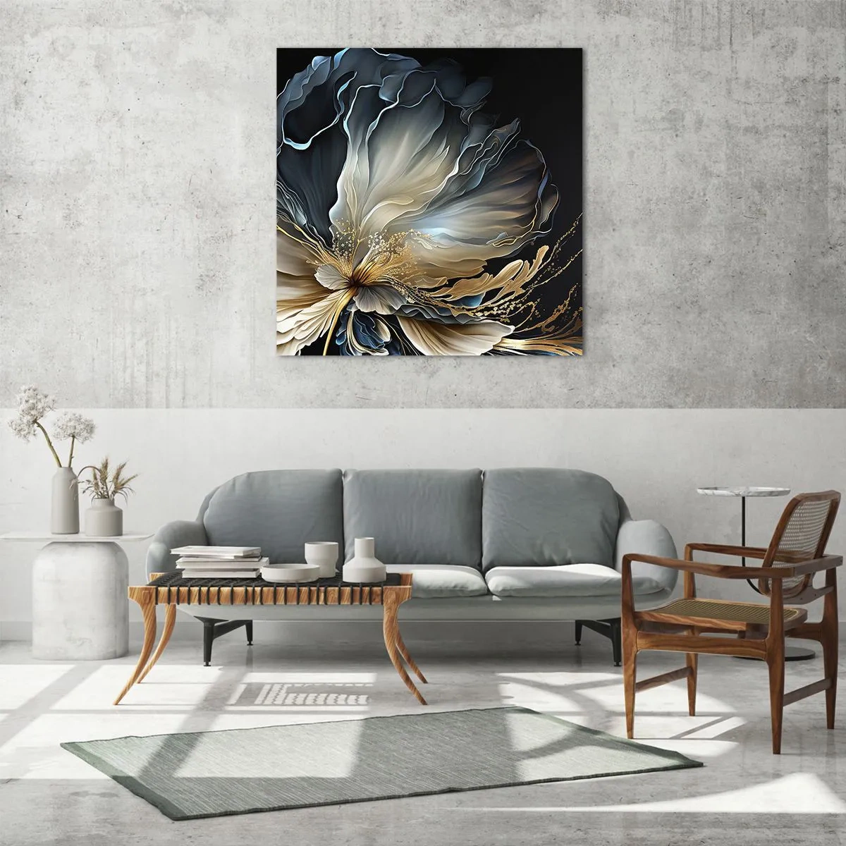 Tablou pe sticlă - Povestea unei flori de iubire - 30x30 cm