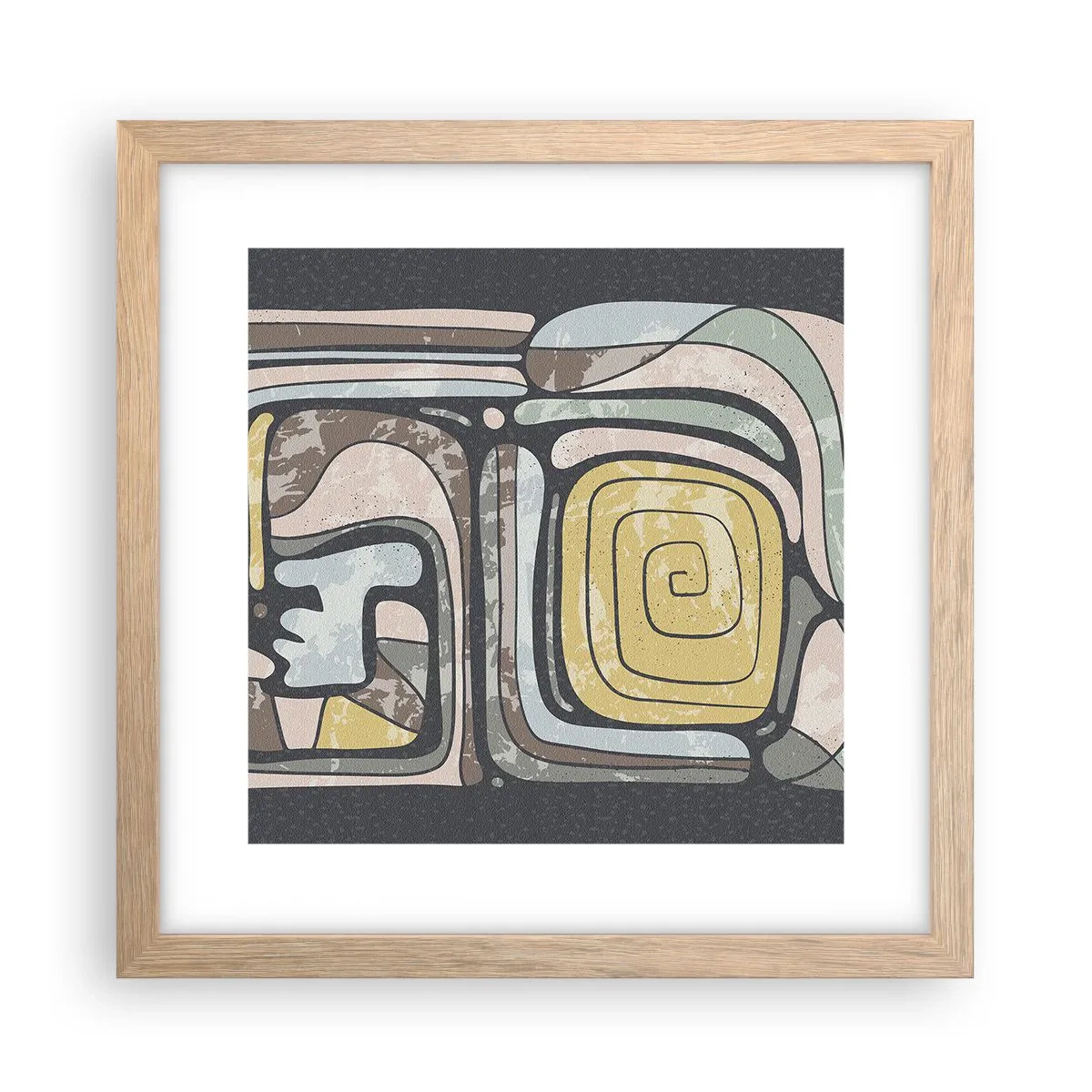 Poster în ramă de stejar deschis - Abstracție în spirit precolumbian - 30x30 cm
