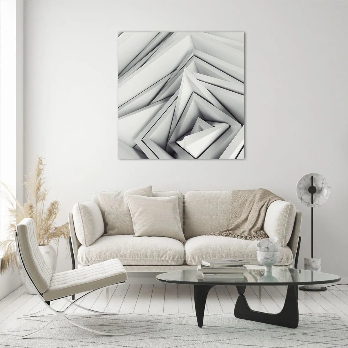 Tablou pe sticlă - Muguri cu unghiuri ascuțite - 70x70 cm