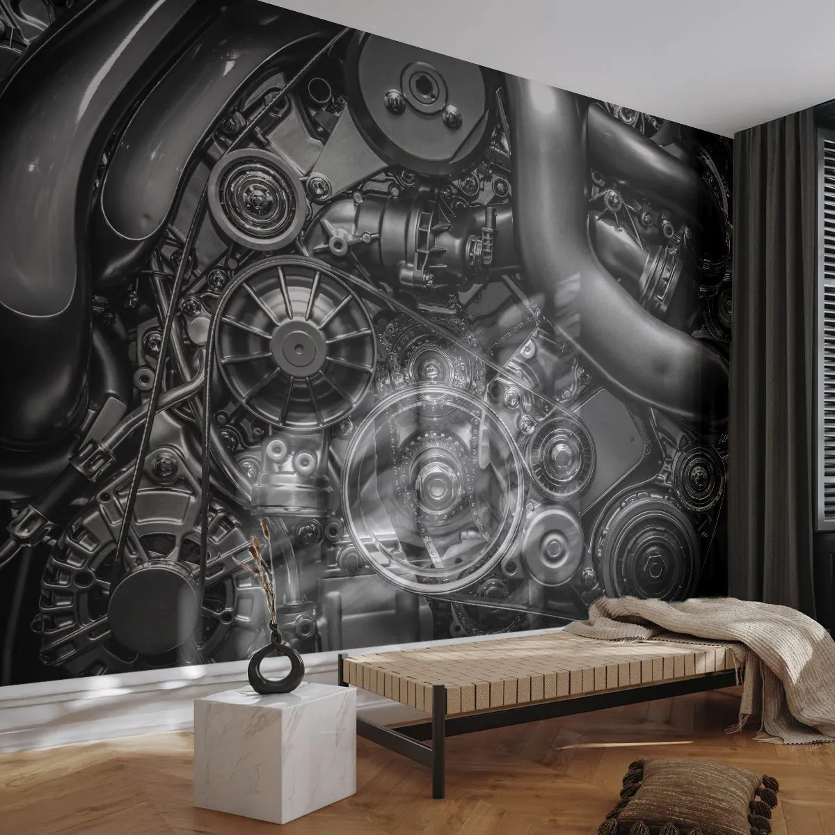 Tapet Premium Canvas - Poezia mecanicii - Motor, Mecanic, Metal - 300x210 cm