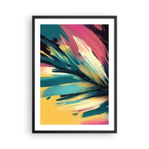 Poster în ramă neagră - O explozie abstractă de culori într-un aranjament dinamic - 50x70cm - Compoziția - o explozie de bucurie - Decorațiune modernă pentru perete pentru living și dormitor ARTTOR