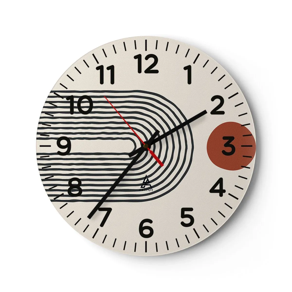 Ceas de perete - Ceas pe sticlă - Magnetismul formelor și al culorilor - 30x30 cm