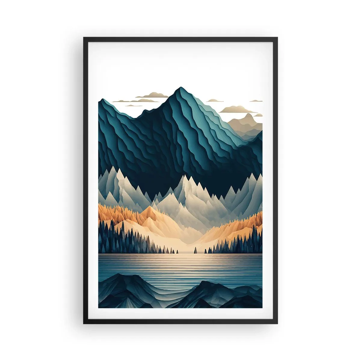Poster în ramă neagră - Peisaj montan perfect - 61x91 cm