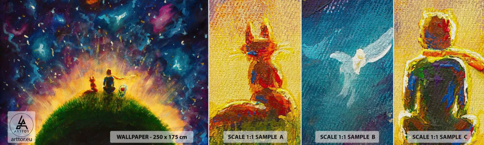 Mostră tapet Premium Canvas - Dragoste și prietenie - întreaga lume - Pentru copii, Prietenie, Abstracția - 100x30 cm