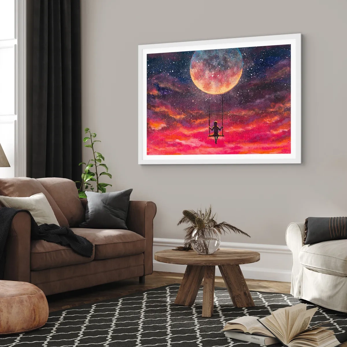 Poster în ramă albă - Cu capul în nori - 91x61 cm