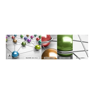 Mostră tapet autocolant Deluxe Sticker - Pânza cosmică de păianjen - Abstracția, Bile metalice, 3D - 100x30 cm