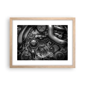 Poster în ramă de stejar deschis - Poezia mecanicii - 40x30 cm