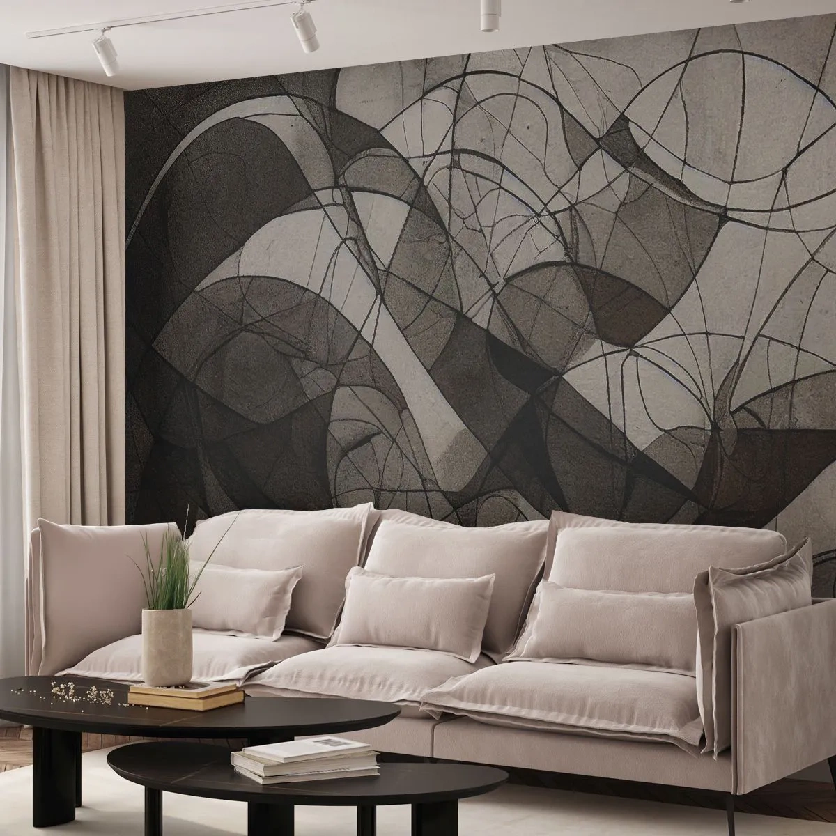Tapet Standard Eco - Linii și forme organice în tonuri pământii - 100x70cm - Circulația culorilor pământului - Decorațiune modernă pentru perete pentru living și dormitor ARTTOR
