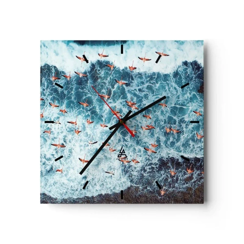 Ceas de perete - Ceas pe sticlă - Parada de la malul mării - 30x30 cm