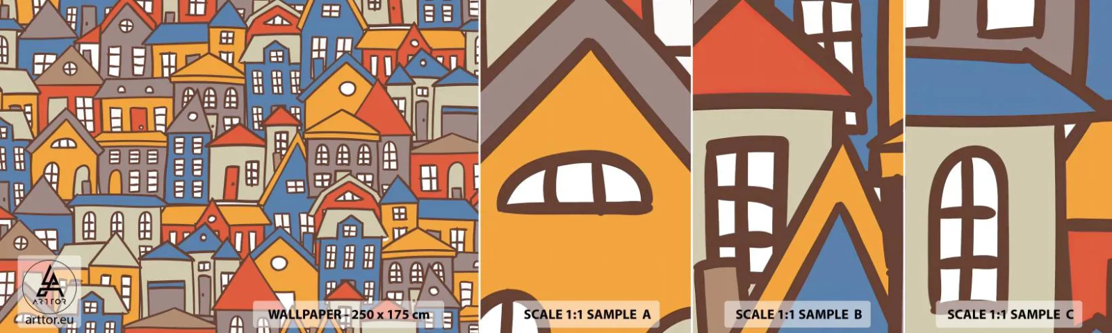 Mostră tapet autocolant Deluxe Sticker - În spatele casei - Oraș, Arhitectură, Oras vechi - 100x30 cm