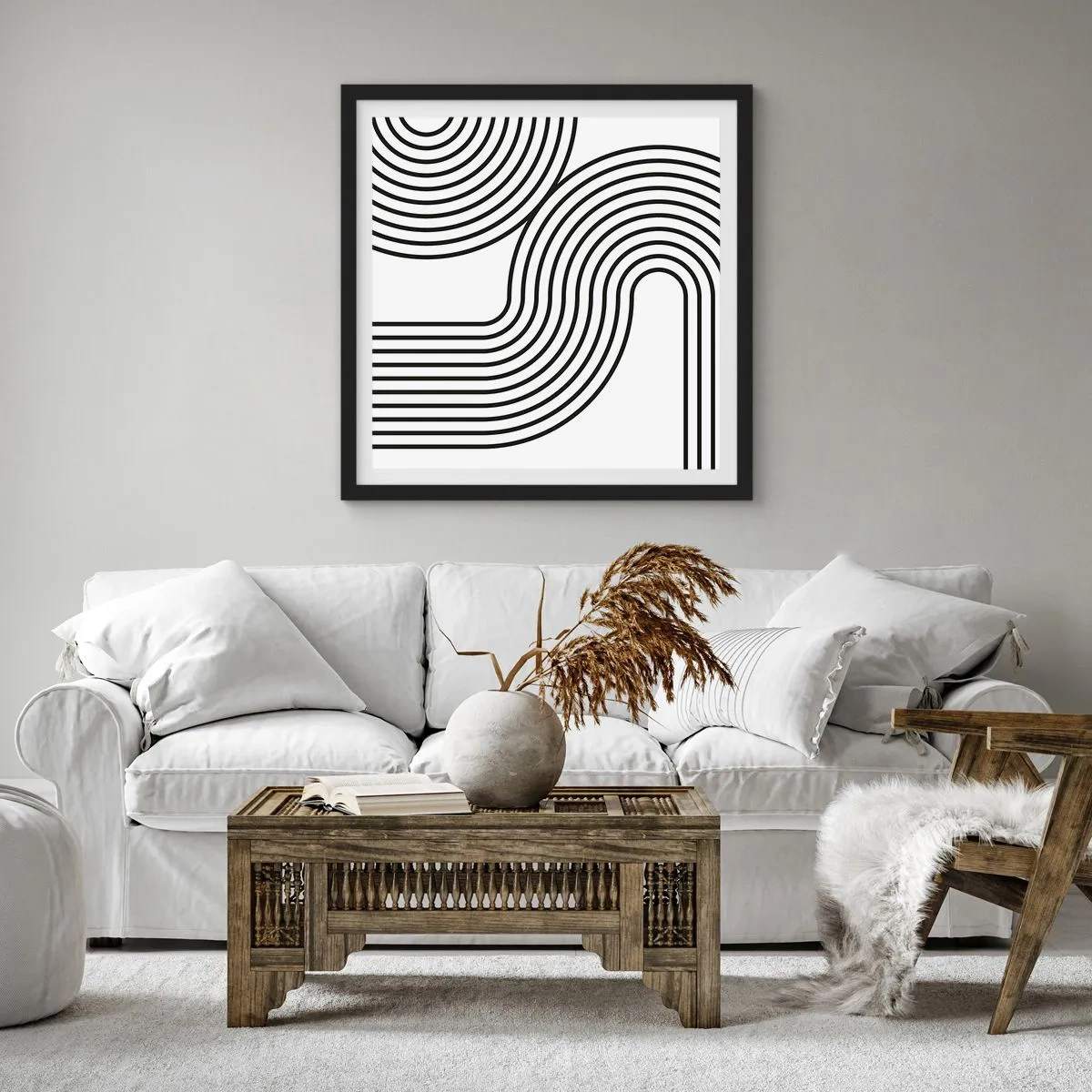 Poster în ramă neagră - Pe o curbă - 30x30 cm