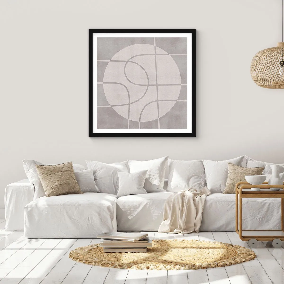 Poster în ramă neagră - Circular și drept înainte - 30x30 cm