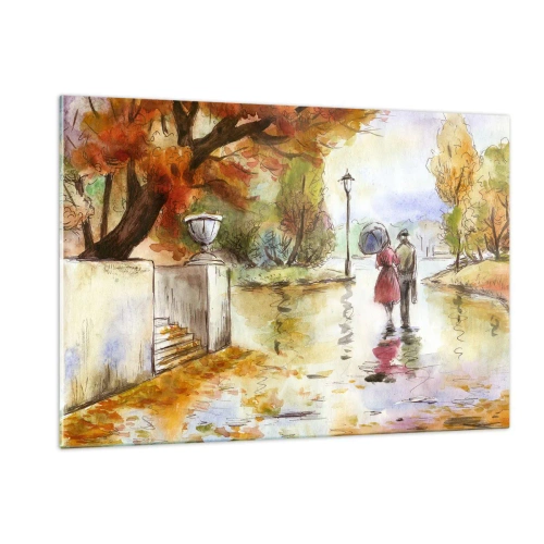 Tablou pe sticlă - Toamnă romantică în parc - 120x80 cm