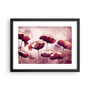 Poster în ramă neagră - Fulgi roșii și albi - 40x30 cm