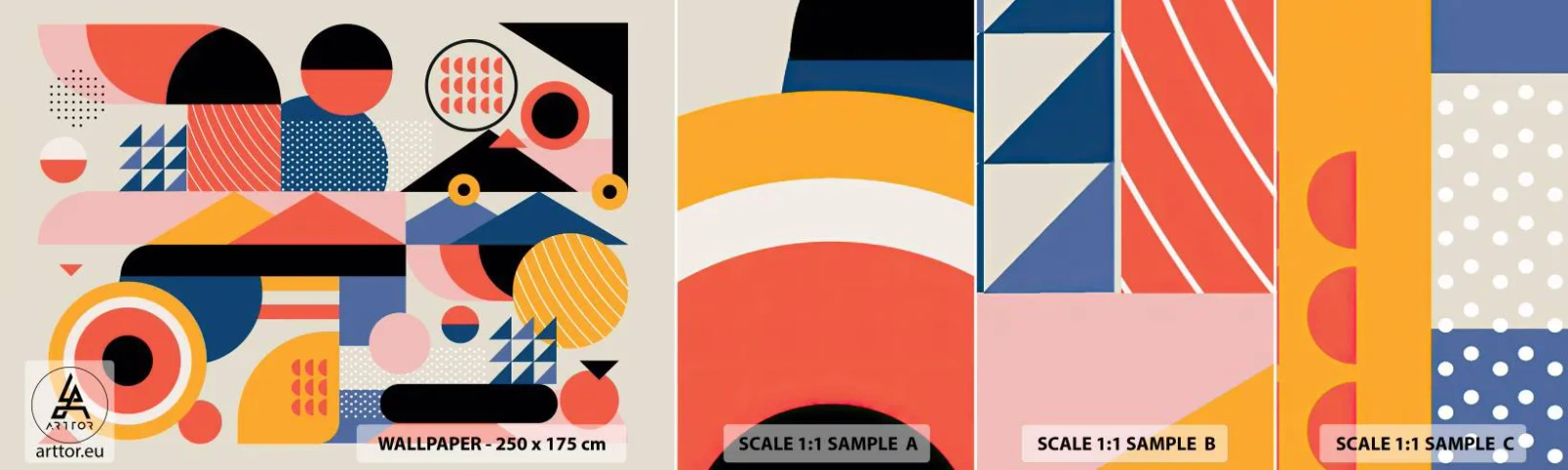 Mostră tapet autocolant Deluxe Sticker - Compoziție: joacă-te - Abstracția, Vector, Modern - 100x30 cm