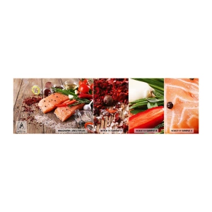 Mostră tapet autocolant Deluxe Sticker - O aventură norvegiană în bucătărie - Gastronomie, Somon, Condimente - 100x30 cm