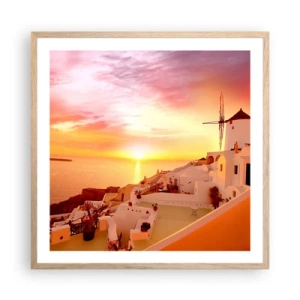 Poster în ramă de stejar deschis - Dizolvându-se în alb și auriu - 60x60 cm