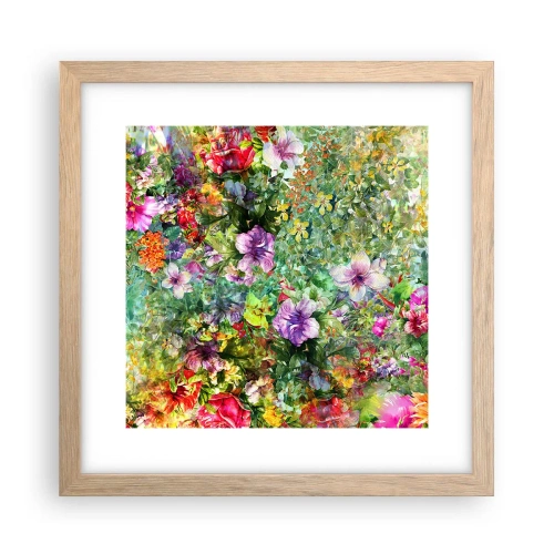 Poster în ramă de stejar deschis - Să ne pierdem în flori - 30x30 cm