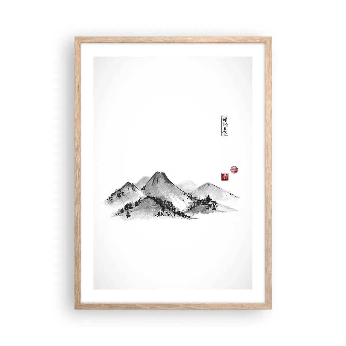 Poster în ramă de stejar deschis - Dincolo de dealuri - 50x70 cm