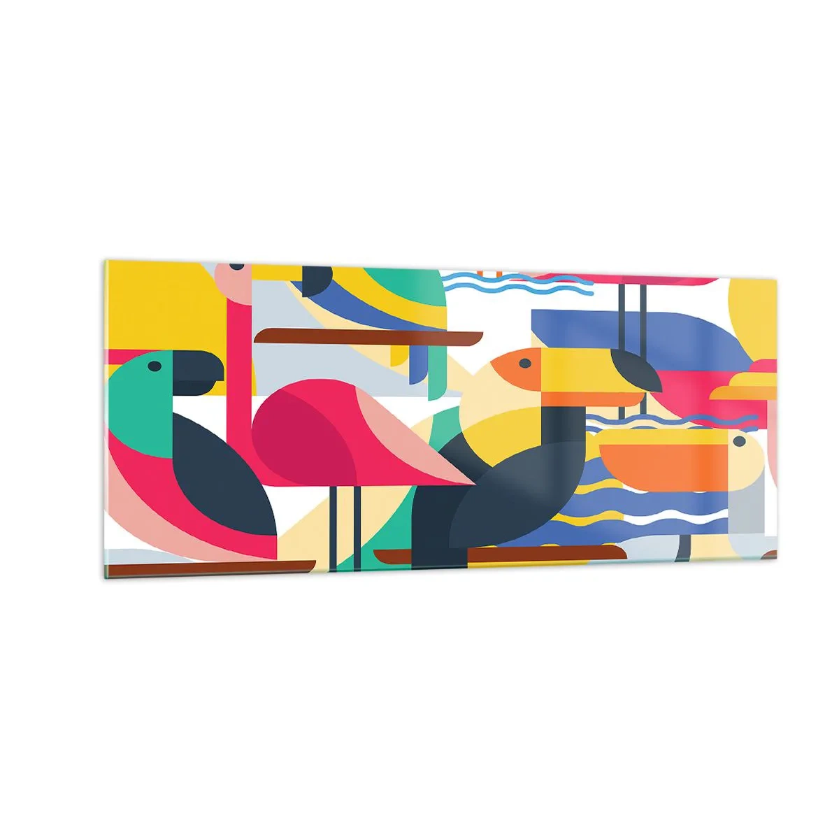 Tablou pe sticlă - Cheful păsărilor - 100x40 cm