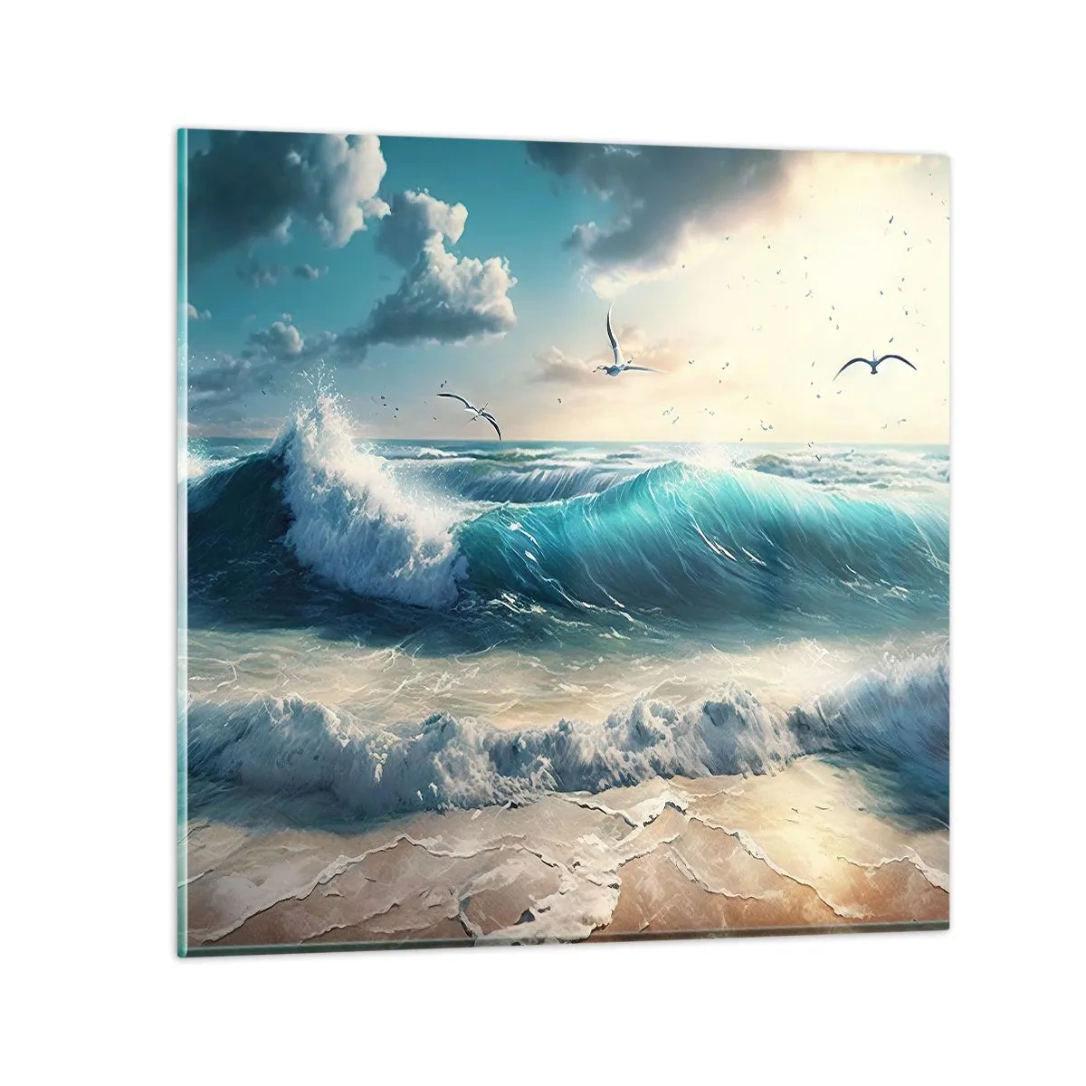 Tablou pe sticlă - Sunetul valurilor doar pentru tine - 50x50 cm