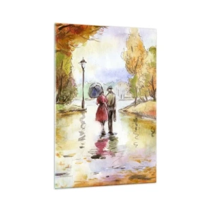 Tablou pe sticlă - Toamnă romantică în parc - 70x100 cm