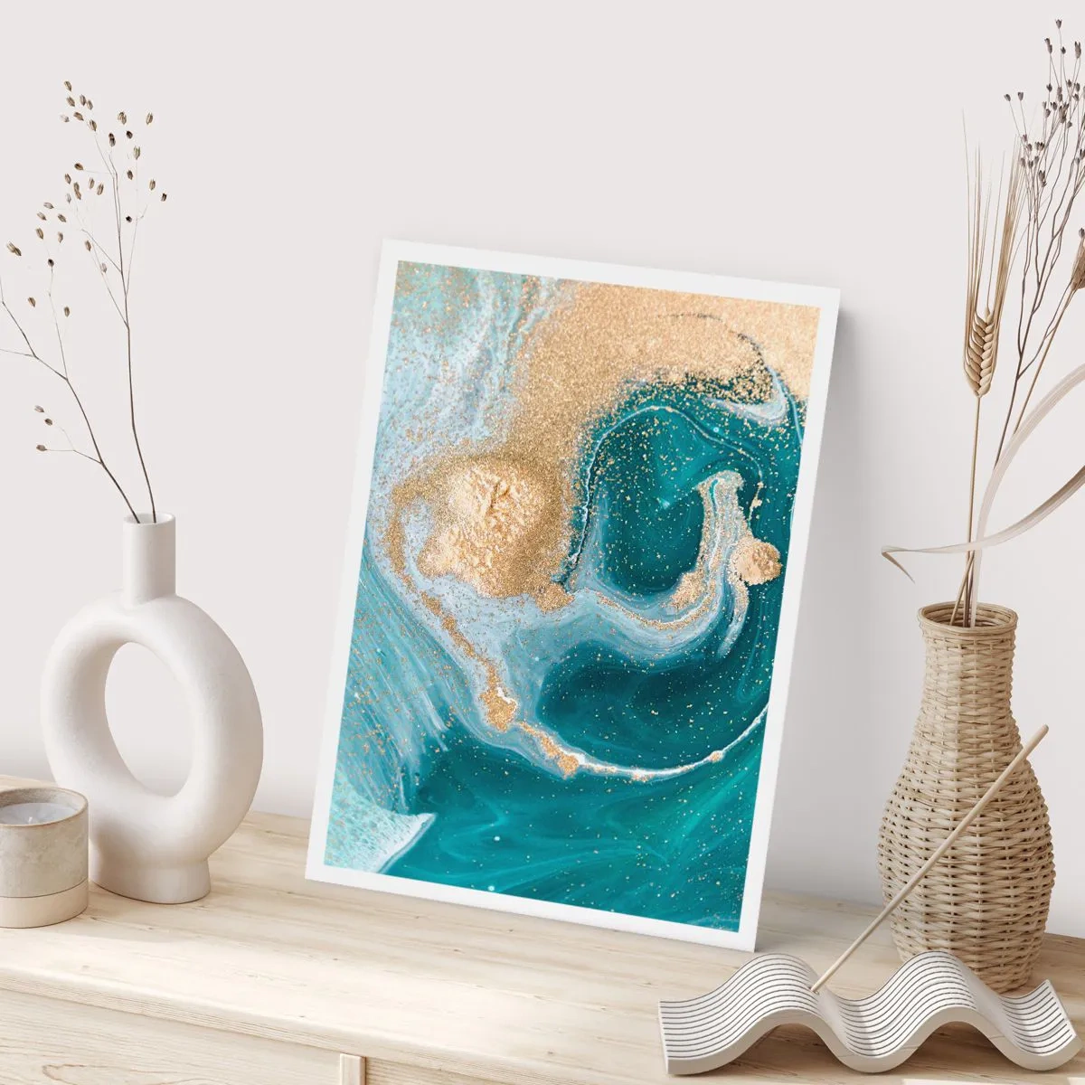 Poster - Vârtej de aur și turcoaz - 50x70 cm