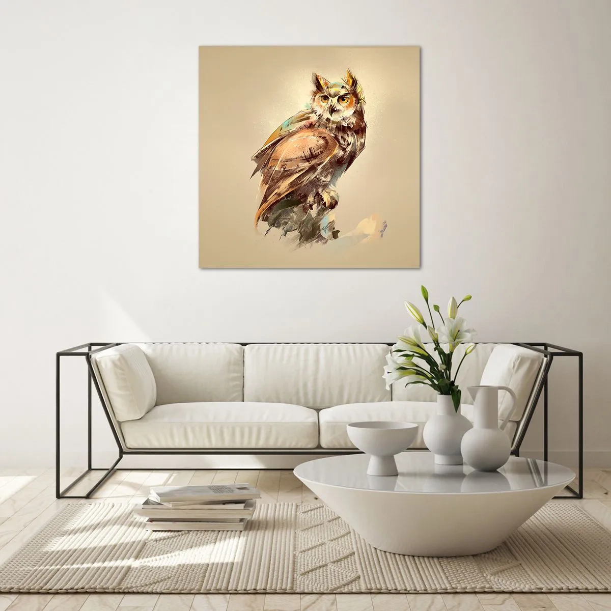 Tablou pe sticlă - Cea mai inteligentă bufniță - confirmă stejarul - 30x30 cm